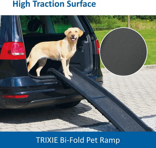 Vista 3 de Trixie Rampa plegable para perros con superficies antideslizantes, rampa para mascotas para autos grandes y SUV, plegable, fácil de almacenar