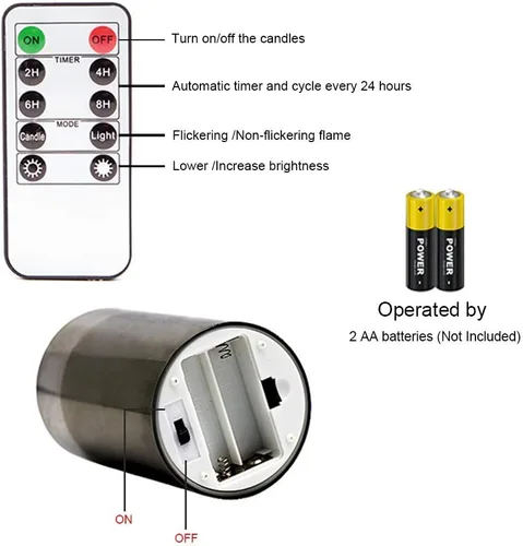 Vista 7 de GenSwin - Velas de cristal sin llama con control remoto que funcionan con batería, velas LED que parpadean de cera real y mecha 3D