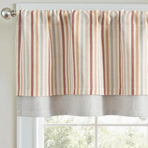 Vista 16 de jinchan Cenefa de Lino a Rayas para Ventanas de 16 Pulgadas Cortinas Opacas para Ventana Pequeña Estilo Granja Cenefa de Doble Capa para Sala
