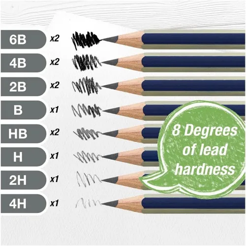 Vista 3 de Faber-Castell Creative Studio Art On-The-Go - Juego de bocetos de grafito - 15 lápices de dibujo y accesorios