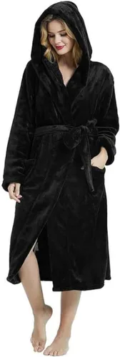 Vista 44 de HEARTNICE Bata de forro polar con capucha para mujer, bata de baño suave para mujer, bonito abrigo largo para casa