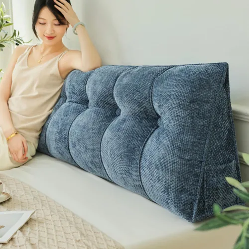 Vista 16 de Almohada grande de cuña de lectura, cojín de terciopelo para cabecero, respaldo triangular, color liso, para cama de día, litera, dormitorio