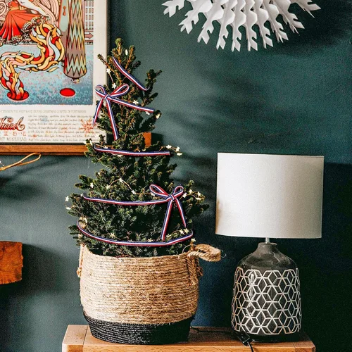 Vista 4 de Cinta de grogrén a rayas rojas, blancas y azules para envolver regalos del Día de los Caídos, decoración de fiestas, manualidades y costura