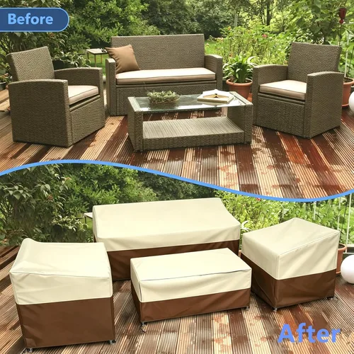 Vista 4 de STARTWO Outdoor Furniture Cover Waterproof, 600D Heavy Duty, 4 Piece Patio Furniture Set Cover for Outside Couch, Lawn Chairs, Coffee Table
