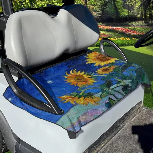 Vista 5 de Galaxy Sea Turtle - 2 piezas de manta de asiento de carrito de golf, cubierta trasera de asiento de cielo estrellado, tortuga, fundas de asiento