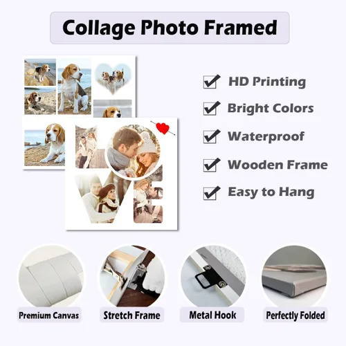 Vista 6 de LZIMU Impresiones en lienzo de collage con tus fotos personalizadas múltiples imágenes para pared, collage personalizado de fotos, regalos