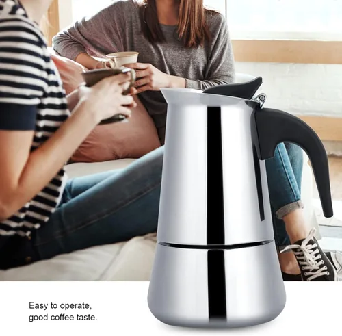 Vista 2 de Pilipane Cafetera portátil para cafetera, cafetera de acero inoxidable, cafetera para gran familia, hogar, oficina, campamento, funciona con estufa