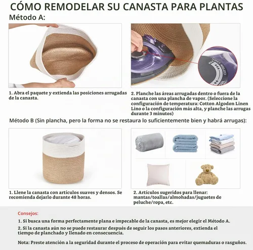 Vista 6 de Dahey - Cesta tejida pequeña de cuerda de algodón para plantas, cesta enrollada para macetas de hasta 7 pulgadas, cesta decorativa para cubrir