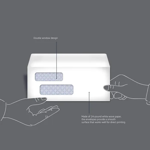 Vista 5 de Amazon Basics Sobres de doble ventana tintados de seguridad #9 para facturas y documentos, autosellados, 3-7/8 x 8-7/8 pulgadas, blanco, paquete