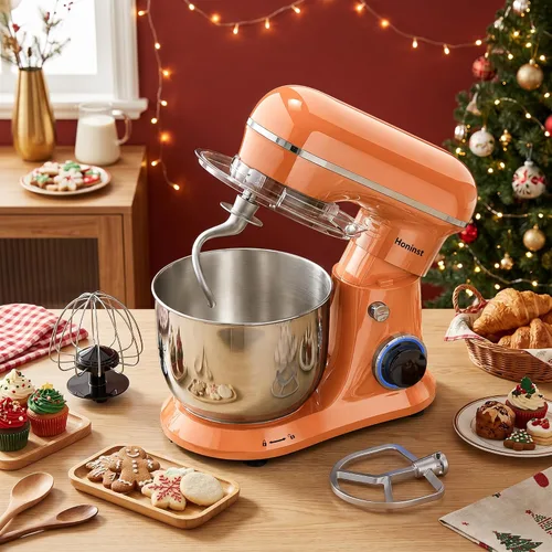 Vista 7 de Honinst 4QT Electric Stand Mixer, 10-Speed Tilt-Head Compact Kitchen Mixer Orange