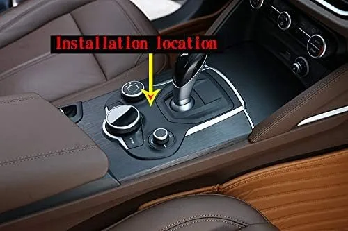 Vista 2 de YIWANG Fibra de carbono ABS interior coche consola central cambio panel cubierta 2 unids para Alfa Romeo Stelvio 2017 2018 2019 Auto Accesorios