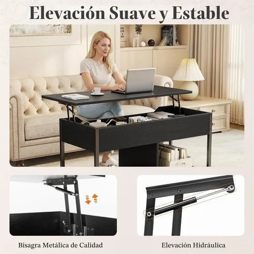 Vista 6 de OLIXIS Mesa auxiliar con almacenamiento para el hogar, sala de estar, oficina, color negro