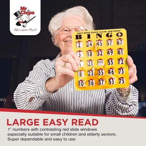 Vista 7 de MR CHIPS Tarjetas de bingo deslizantes con ventana deslizante, fácil de leer, de rápida transparencia, con impresión grande, con ventanas