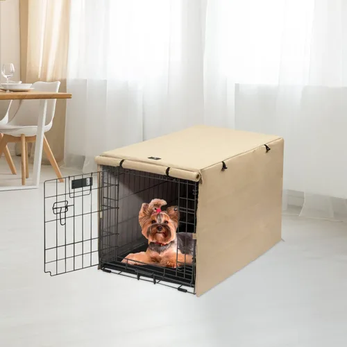 Vista 6 de X-ZONE PET - Funda impermeable para jaula de perro, 24 pulgadas, color beige