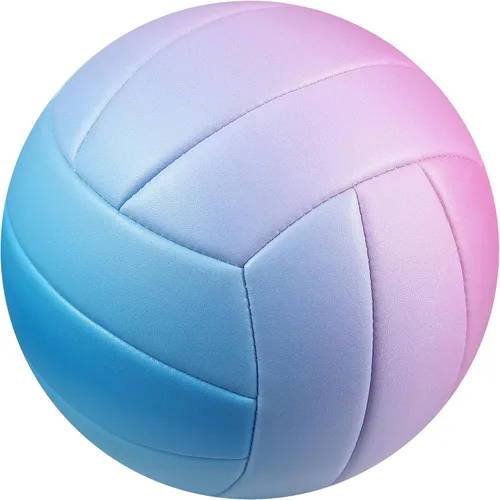 Vista 5 de Balón de voleibol tamaño 5, piel sintética duradera, interior/exterior. Control suave, gran hermeticidad para entrenamiento/juegos. Ideal para todas