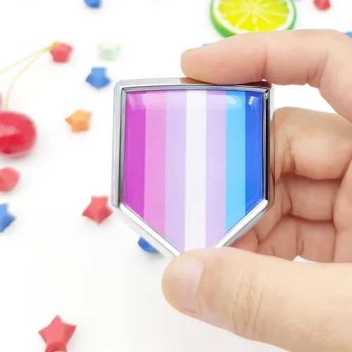 Vista 2 de Overdecor Bigender Pride - Calcomanía de bandera de género con emblema LGBT para parachoques (paquete de 2)