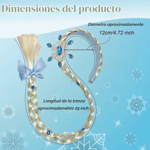 Vista 2 de Peluca de princesa de hielo, accesorios para el cabello