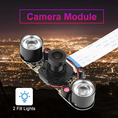 Vista 2 de Módulo de cámara de corte IR de visión nocturna de 5MP - para Raspberry Pi B 3/2, sensor OV5647 con luces IR de 850 nm, resolución 2592x1944