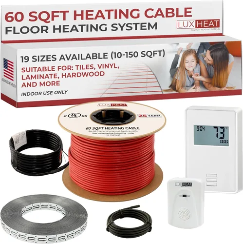Vista 12 de LuxHeat Kit de cable de calefacción de suelo de 10 pies cuadrados - Sistema de calefacción por suelo radiante de 120 V - Sistema de suelo