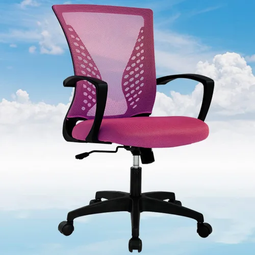 Vista 16 de Silla de oficina en casa, silla de escritorio ergonómica, respaldo medio, silla de computadora de PC con soporte lumbar y reposabrazos, silla