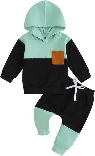 Vista 38 de Conjunto de ropa de otoño e invierno para bebé y niño, sudadera larga con capucha y pantalones para niños pequeños, 6, 12, 18, 24 meses, 2T Adorable