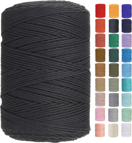 Vista 84 de Cuerda de macramé de 2 mm x 349 metros de cuerda de algodón natural para macramé, cuerda de macramé de color, cuerda de algodón suave, suministros