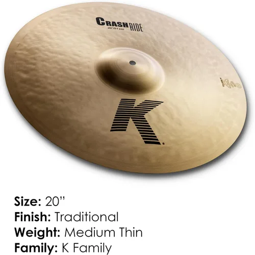 Vista 2 de Zildjian K0810 - Platillos K Crash Ride de 20 pulgadas