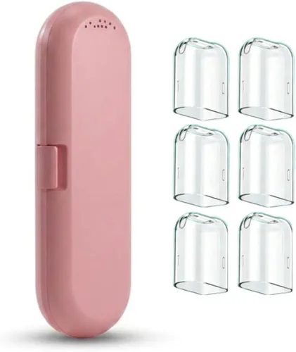 Vista 9 de Funda de viaje para cepillo de dientes compatible con cepillo de dientes eléctrico Philips Sonicare y 6 fundas reutilizables para cabezales