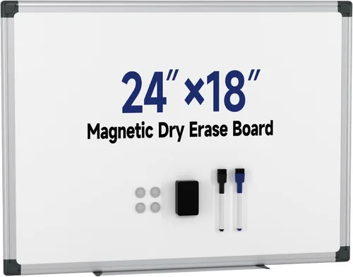 Vista 10 de Pizarra blanca magnética para colgar de 18 x 12 pulgadas para pared, pequeña pizarra de borrado en seco para niños, cocina, oficina, incluye 1