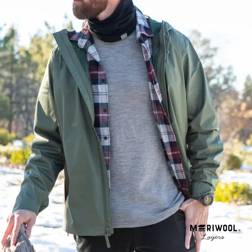 Vista 5 de MERIWOOL - Camisa térmica de manga larga para hombre, 100% lana merino
