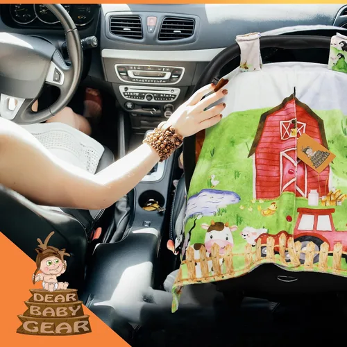 Vista 7 de Dear Baby Gear Funda de asiento de automóvil para niños y niñas, toldo para asiento de automóvil para bebé con apertura a presión, funda de asiento