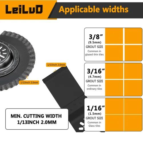 Vista 6 de LEILUO - Juego de 3 cuchillas de carburo de 80MM para multiherramienta, universal, para quitar lechada, accesorios para herramienta oscilante