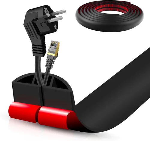 Vista 90 de Cubierta autoadhesiva para cables de suelo, gestión de cables de 3.3 pies, protector de tira de extensión para cables, evita tropiezos de cables