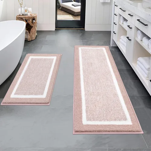 Vista 21 de Pauwer Juego de baño, alfombras de baño antideslizantes, alfombras de ducha absorbentes para suelo de baño, bañera y ducha, color azul aguamarina