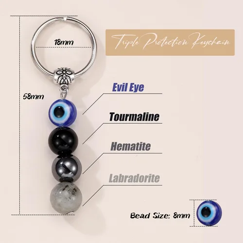 Vista 5 de Llavero de cristal curativo, regalo para nuevos comienzos, calmante para la ansiedad, protección de la suerte, llavero de piedras preciosas
