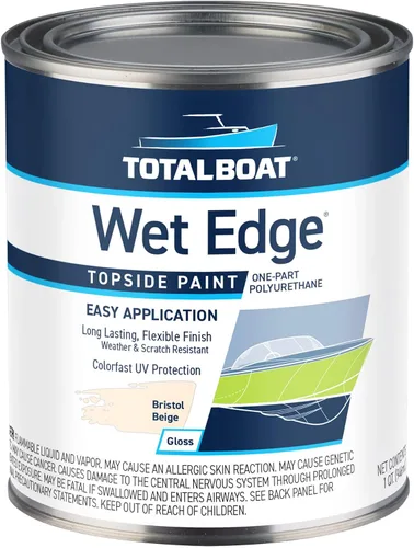 Vista 24 de TotalBoat Wet Edge Topside - Pintura marina con recubrimiento de poliuretano premium para barcos, vehículos recreativos, molduras exteriores, fibra