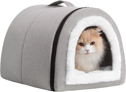 Vista 9 de Hollypet Cueva de cama para gatos de interior para mascotas de hasta 20 Cueva Arqueada Gris Oscuro