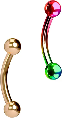 Vista 11 de Juego de 2 anillos para ombligo: 0.49 onzas 5/16 pulgadas acero quirúrgico curvado Barbells, 0.118 pulgadas con extremos en bolas