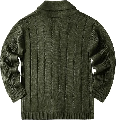 Vista 3 de SMIFCAALOR Suéter de punto trenzado para hombre ajuste holgado grueso cálido con botones