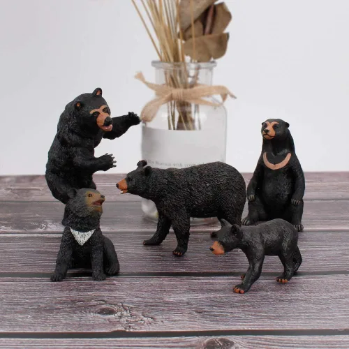 Vista 6 de Figuras realistas de animales de la selva de la vida silvestre, modelo de oso negro, juego de la familia, juguetes eduaccionales, estatua