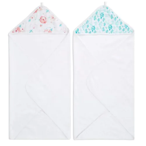Vista 10 de aden + anais Essentials - Toalla de baño con capucha para bebé, súper suave, 100% algodón, paquete de 2, conejitos ruborizados