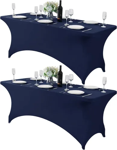 Vista 167 de Mantel de elastano para mesa de 6, 4 o 8 pies, universal, ajustable, para fiestas, banquetes, bodas y eventos, color verde manzana