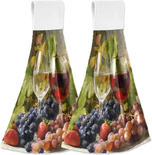 Vista 36 de Boccsty Toallas de cocina colgantes de acuarela abstracta de otoño, 2 piezas de hojas de otoño, toallas de mano, toallas de barra de té, toallas
