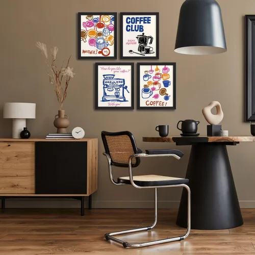 Vista 4 de JXREQ Trendy Vinatge - Juego de 4 impresiones artísticas de pared para cocina, cafetería, cocina, cafetería, carrito, 8 x 10 pulgadas, sin marco