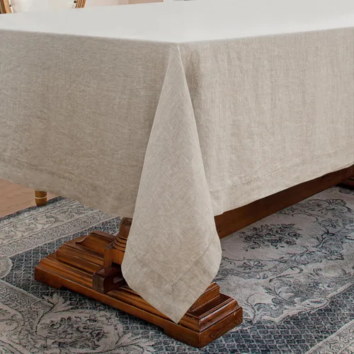 Vista 45 de Linen World - Mantel de lino de otoño de 90 x 60 pulgadas, mantel rectangular lavable de lino francés para comedor, al aire libre, bodas