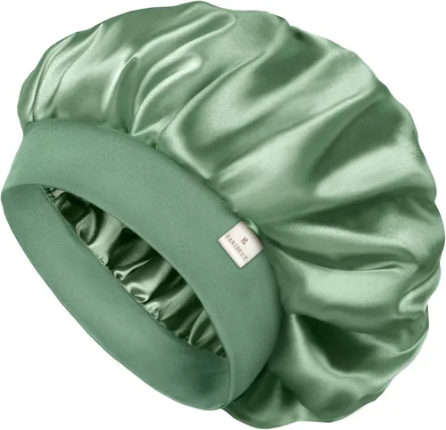 Vista 15 de YANIBEST Gorro de seda para hombres y mujeres, gorro de satén de doble capa para cabello rizado natural, gorro de dormir unisex