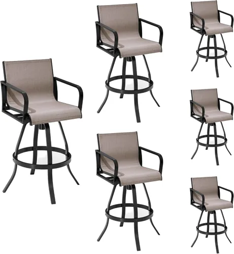Vista 13 de Pellebant Juego de 2 taburetes de bar giratorios para exteriores, sillas giratorias de 30 pulgadas con tela Sunbrella y marco de aluminio, taburetes