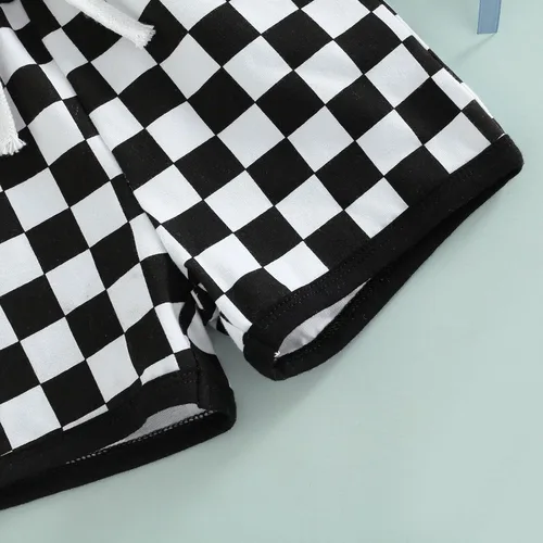 Vista 7 de Pantalones cortos de verano para bebé, con estampado a cuadros, de algodón, casuales, cintura elástica, pantalones cortos para correr
