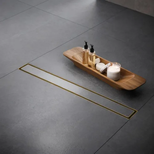Vista 2 de AVSIILE Desagüe Lineal para Piso de Ducha, Oro Cepillado 12 Pulgadas Acero Inoxidable 304 Kit de Desagües de Baño, Desagüe de Zanja Rectangular