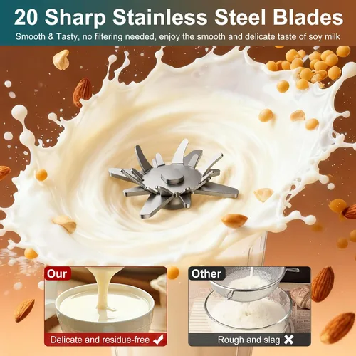 Vista 6 de 8 in 1 Nut Milk Maker Machine, 40oz Soy Milk Maker Blender, Homemade Soy Milk, Oat Milk, Almond Milk, Juice, Plant Based and Non Dairy Beverages